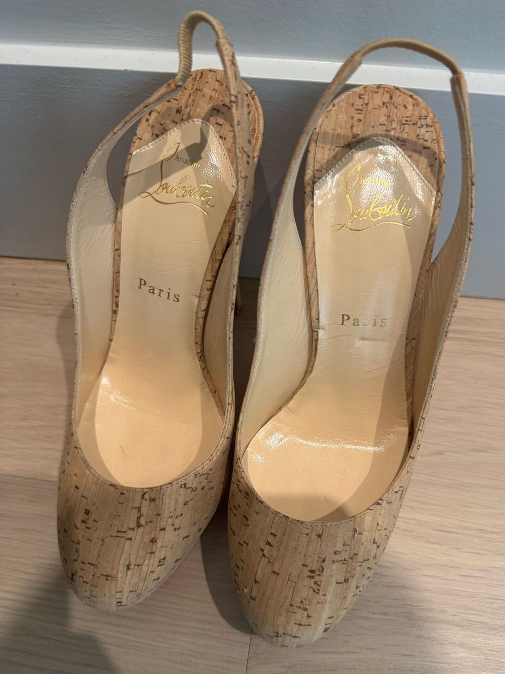 Christian Louboutin Cork Platform Sandals with Red Soles
